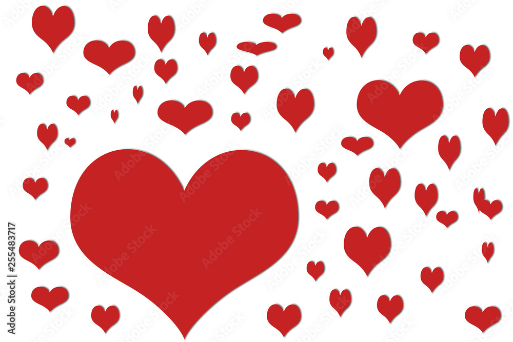 Frame of red hearts on Valentine's Day. Empty space for your text. White background