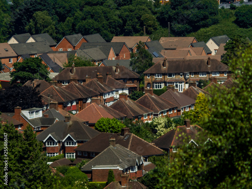 aerial view of english suburbs birmingham west mdlands uk