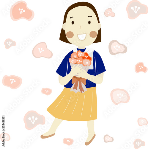 little girl and her flower