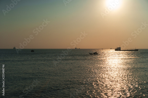 beautiful bronze sunset over the sea