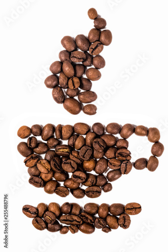 Cup of coffee from the coffee beans