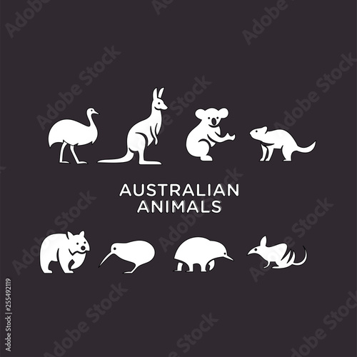 australian animal logo icon design vector