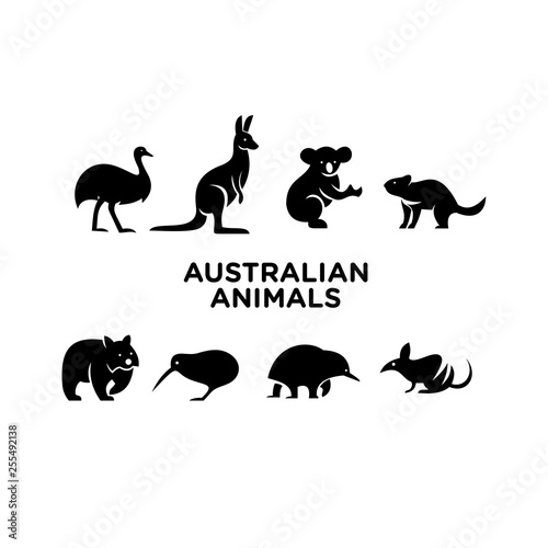 australian animal logo icon design vector