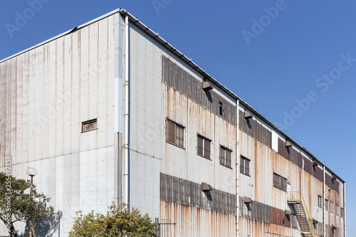 Outside the old factory building in the industrial area