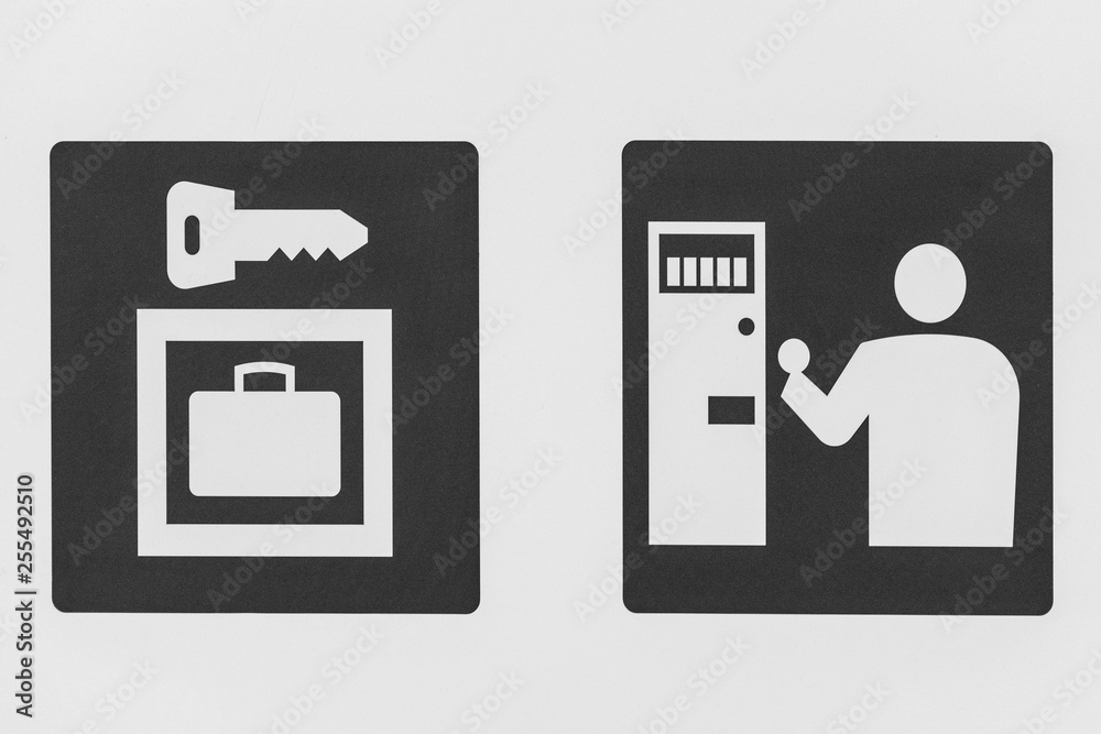 Sign of Airport lockers for rent at the airport Sign of Airport lockers for rent at the airport