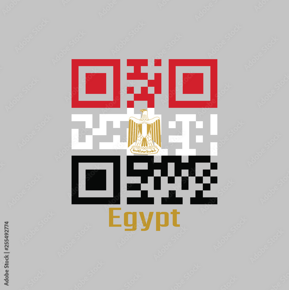 QR code set the color of Egypt flag, horizontally divided red white ...