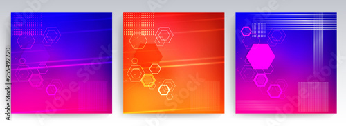 Geometric abstract design with many polygons set