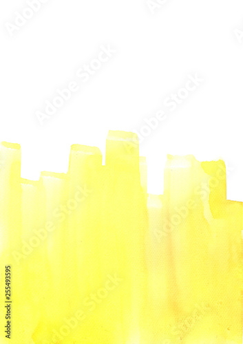 Abstract brush stroke of lemon yellow color watercolor hand painting background for decoration.