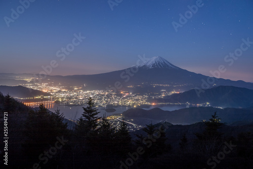  Mountain Fuji and Kawaguchiko lake in early morning seen from Shindo toge view point. © torsakarin
