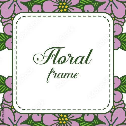 Vector illustration abstract purple floral frame isolated on white background