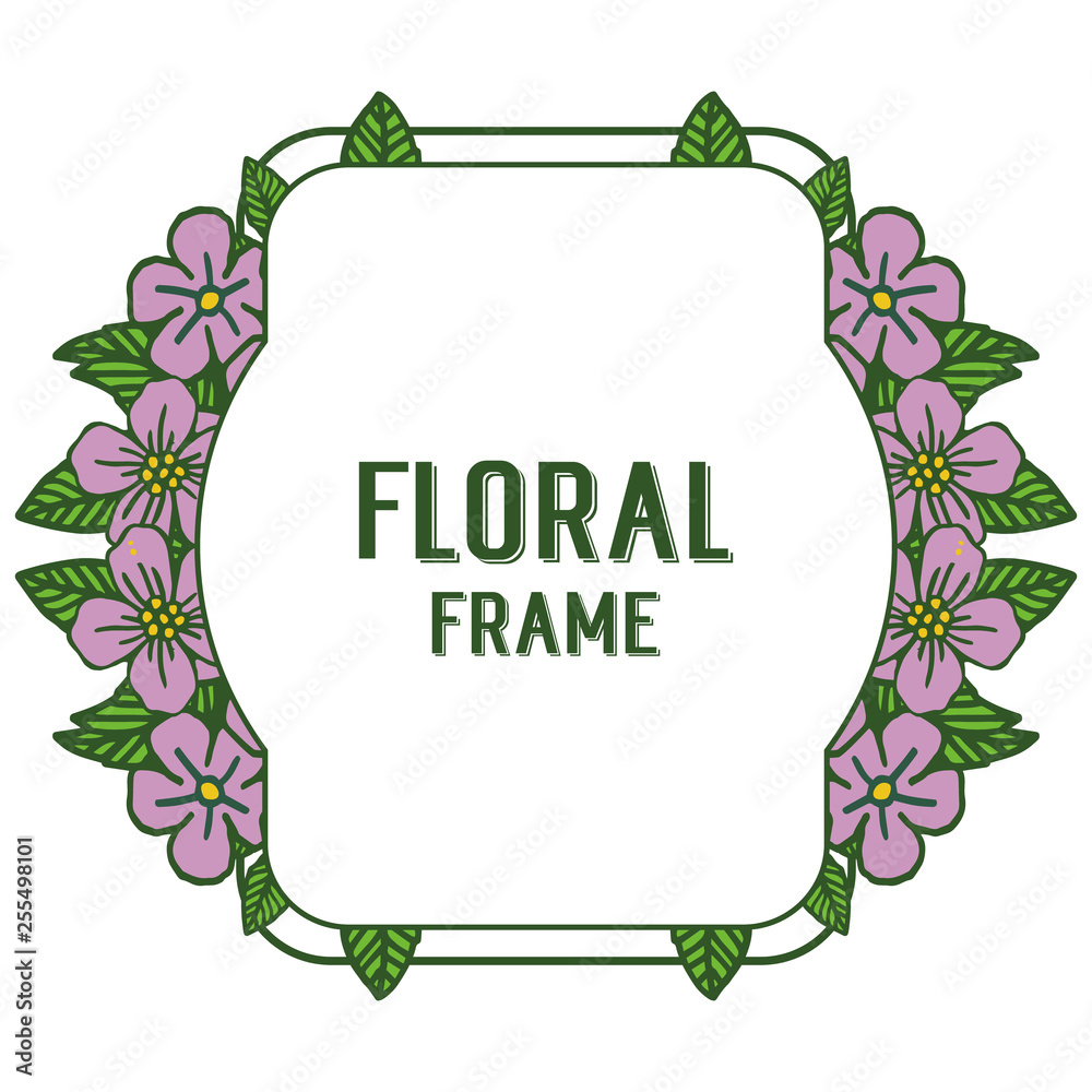 Vector illustration design artwork purple floral frame with template Vector illustration design artwork purple floral frame with template