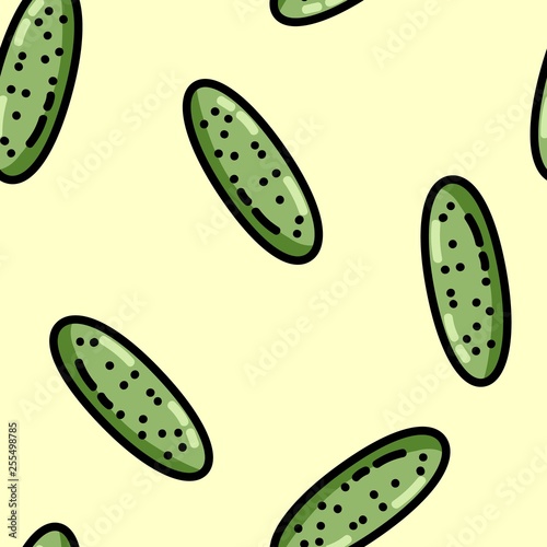 Cute cartoon flat style cucumber seamless pattern