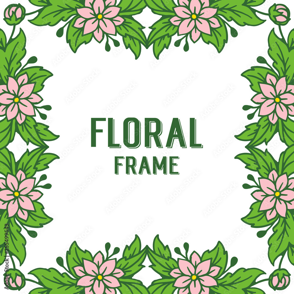 Vector illustration pink floral frame isolated on a white background
