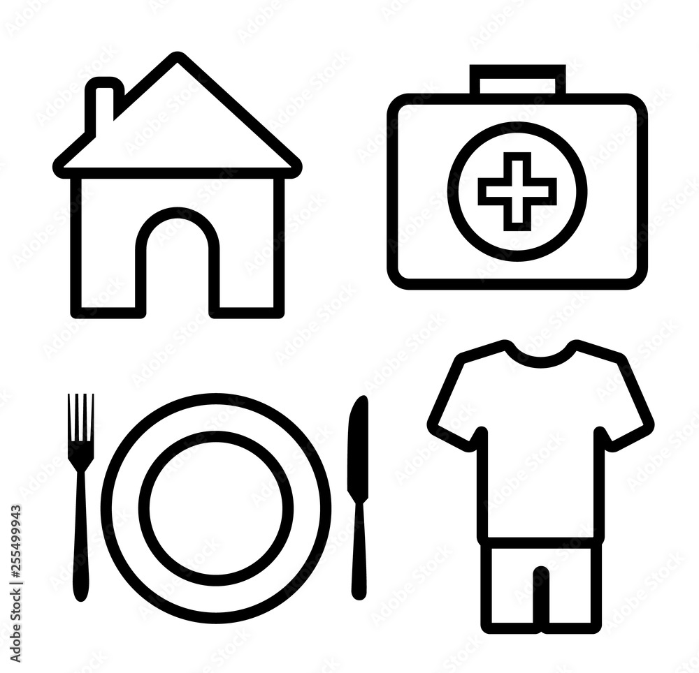 4 basic human needs outline icon, vector illustration
