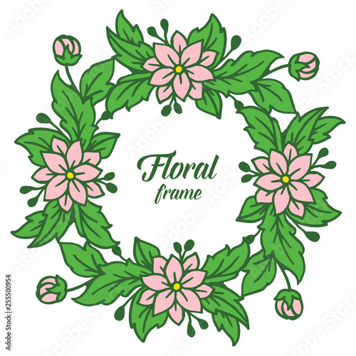 Vector illustration invitation card with various style pink flower frames