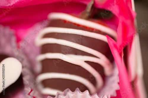 Fototapeta Naklejka Na Ścianę i Meble -  食べ物, チョコ, デザート, ケーキ, 甘い, 白, おいしい, 美食家, ペイストリー, 肉, シュガー, 赤, 軽食, おいしい, 茶色, バレンタイン, ピンク, 孤立した, アイシング, 皿, キャンデー, アップ, クリーム, 豚肉, eat