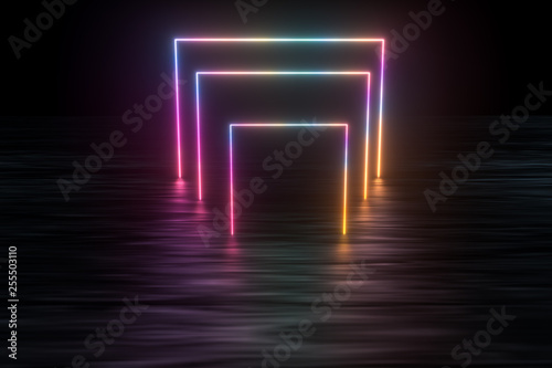 colorful glowing lines, 3d rendering