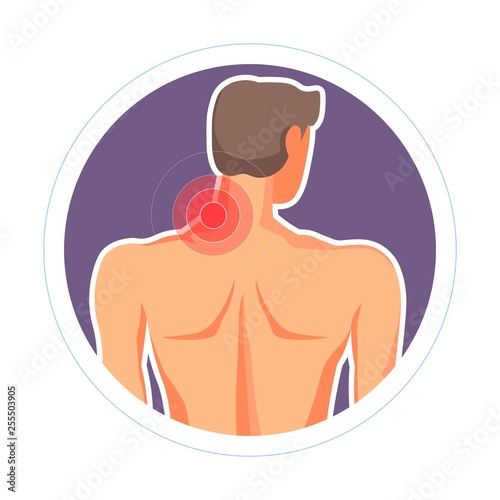 Neck injury pain or ache isolated icon medicine and healthcare