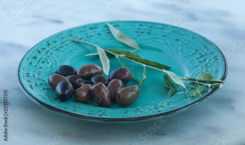 Authentic organic food. Olives Italian delishes photo