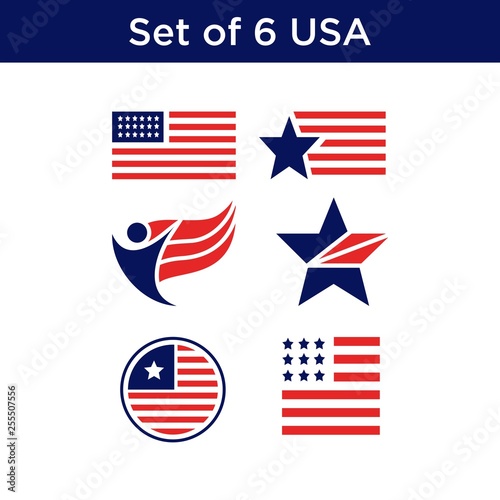 set of 6 united state of america