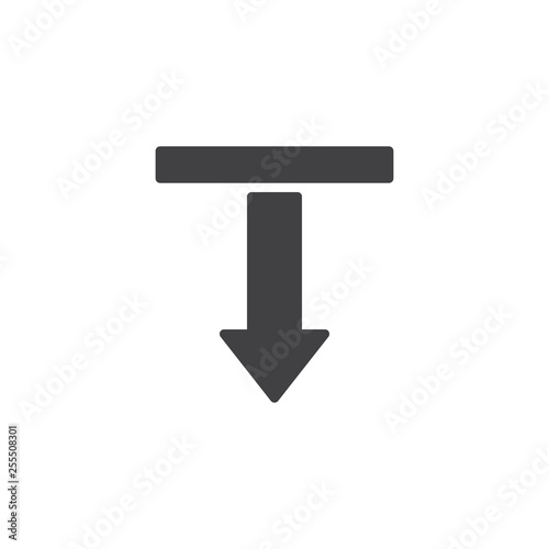 Straight and Down Arrow vector icon. filled flat sign for mobile concept and web design. Download arrow glyph icon. Symbol, logo illustration. Pixel perfect vector graphics