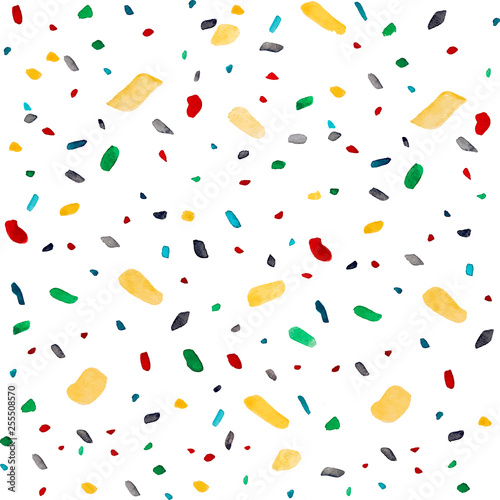 Terrazzo pattern of abstract watercolor colorful shapes