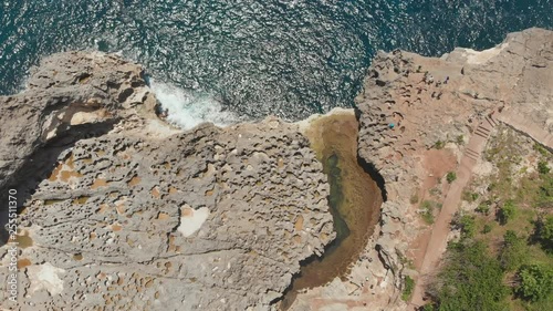 Angel's Billabong beach, the natural pool on the island of Nusa Penida. Aerial view. Bali, Indonesia. photo