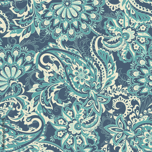 Paisley Floral oriental ethnic Pattern. Seamless Arabic Ornament. Ornamental motifs of the Indian fabric patterns.