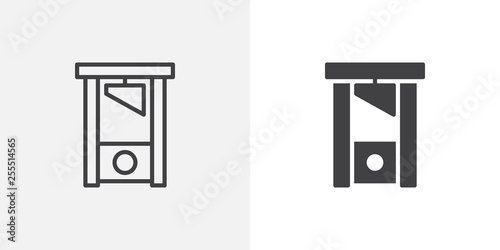 Guillotine icon. line and glyph version, outline and filled vector sign. Justice, guillotine linear and full pictogram. Symbol, logo illustration. Different style icons set photo