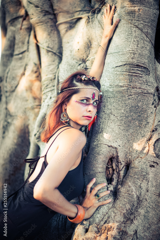 Fototapeta premium Portrait of a beautiful ethnic woman