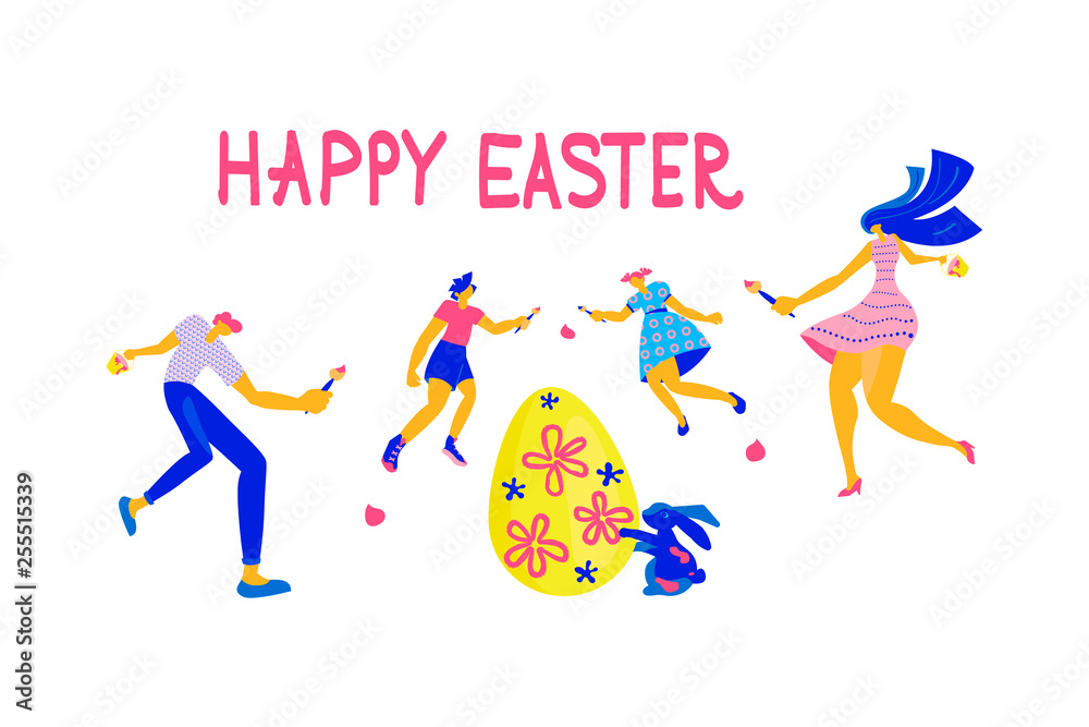 Happy Easter Horizontal greeting banner. 