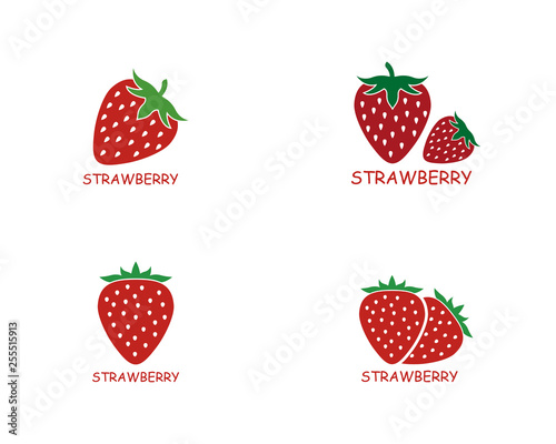 Strawberry logo template vector icon illustration design 