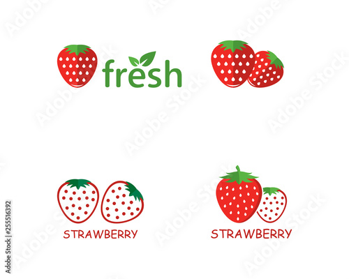 Strawberry logo template vector icon illustration design 