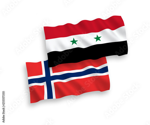 National vector fabric wave flags of Norway and Syria isolated on white background. 1 to 2 proportion. Free Download National vector fabric wave flags of Norway and Syria isolated on white background. 1 to 2 proportion. - GFXLoad