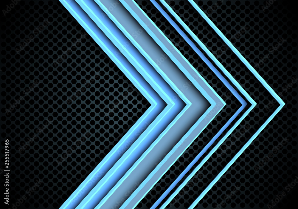 Abstract blue light arrow direction on circle mesh design modern futuristic background vector illustration. Abstract blue light arrow direction on circle mesh design modern futuristic background vector illustration.