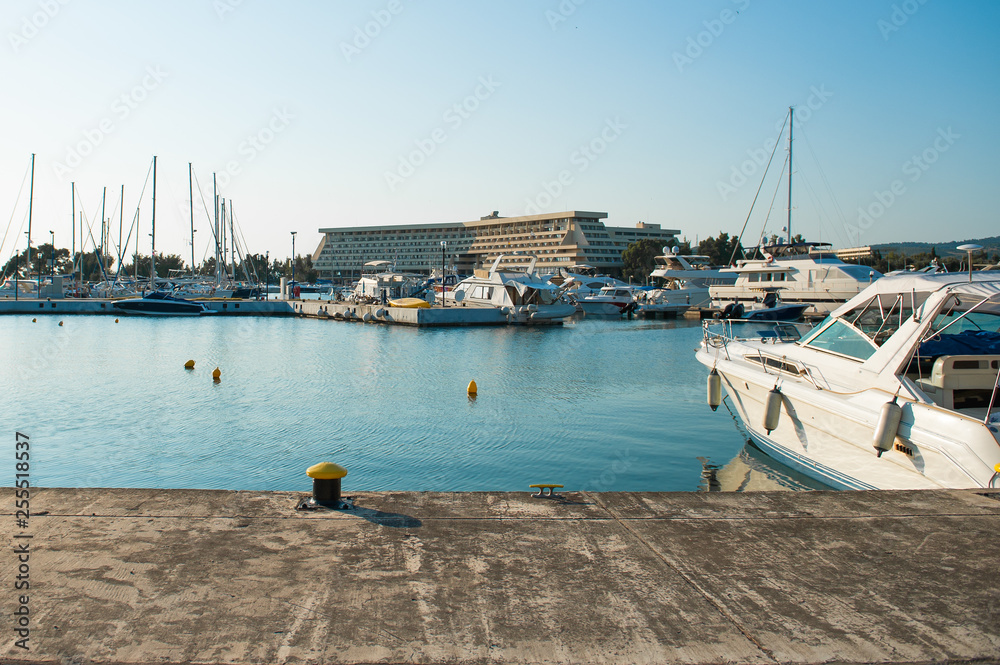 Obraz premium Yachts parking in the harbor yacht club