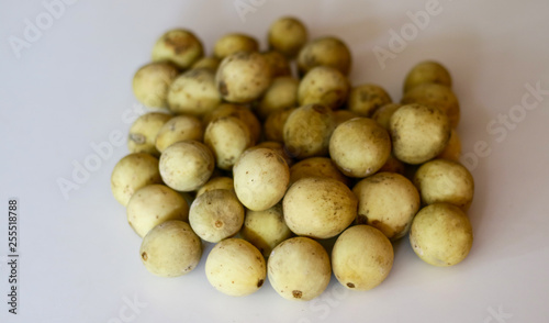 Ripe lanzones or Lansium domesticum. Tropical fruit.