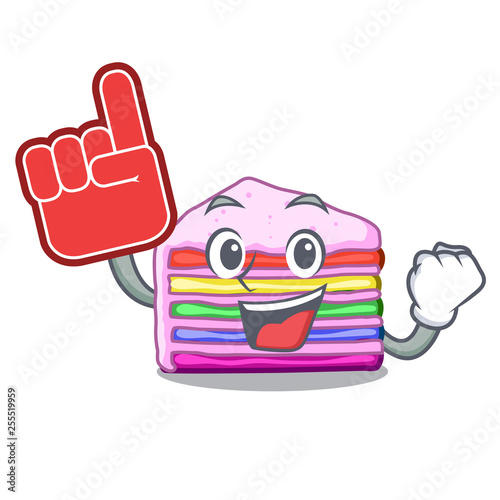Foam finger rainbow cake in ice mascot cupboard