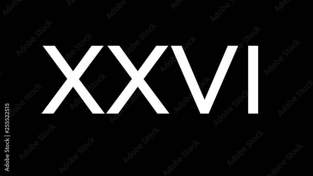 From the Glitch effect arises Roman numerals XXVI. Then the TV turns off. Alpha channel Premultiplied - Matted with color black From the Glitch effect arises Roman numerals XXVI. Then the TV turns off. Alpha channel Premultiplied - Matted with color black