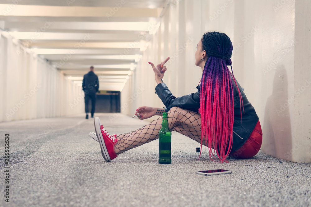 Couple broblem. Wife showing husband middle finger sign. guy broke up