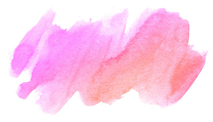 Blue watercolor stain, on white background isolated. Hand-drawn blot on white background isolated.