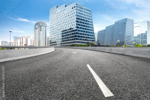 empty highway with cityscape of chengdu China