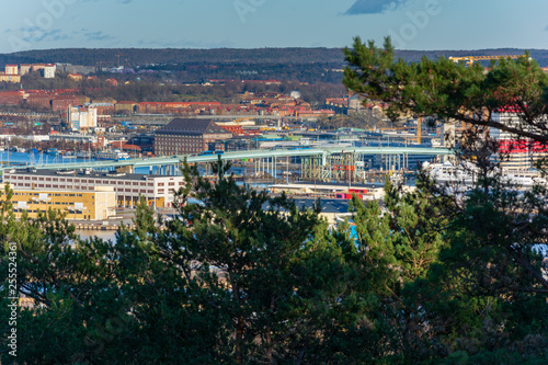 bird eye view of gothenburg city from top of ramberget hill photo