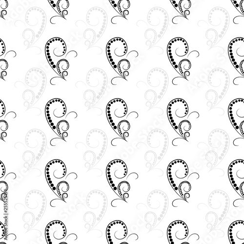 Abstract arabic seamless pattern. Fashion graphic on black background design. Modern stylish abstract texture. Monochrome template for prints, textiles, wrapping, wallpaper, etc. Vector illustration.