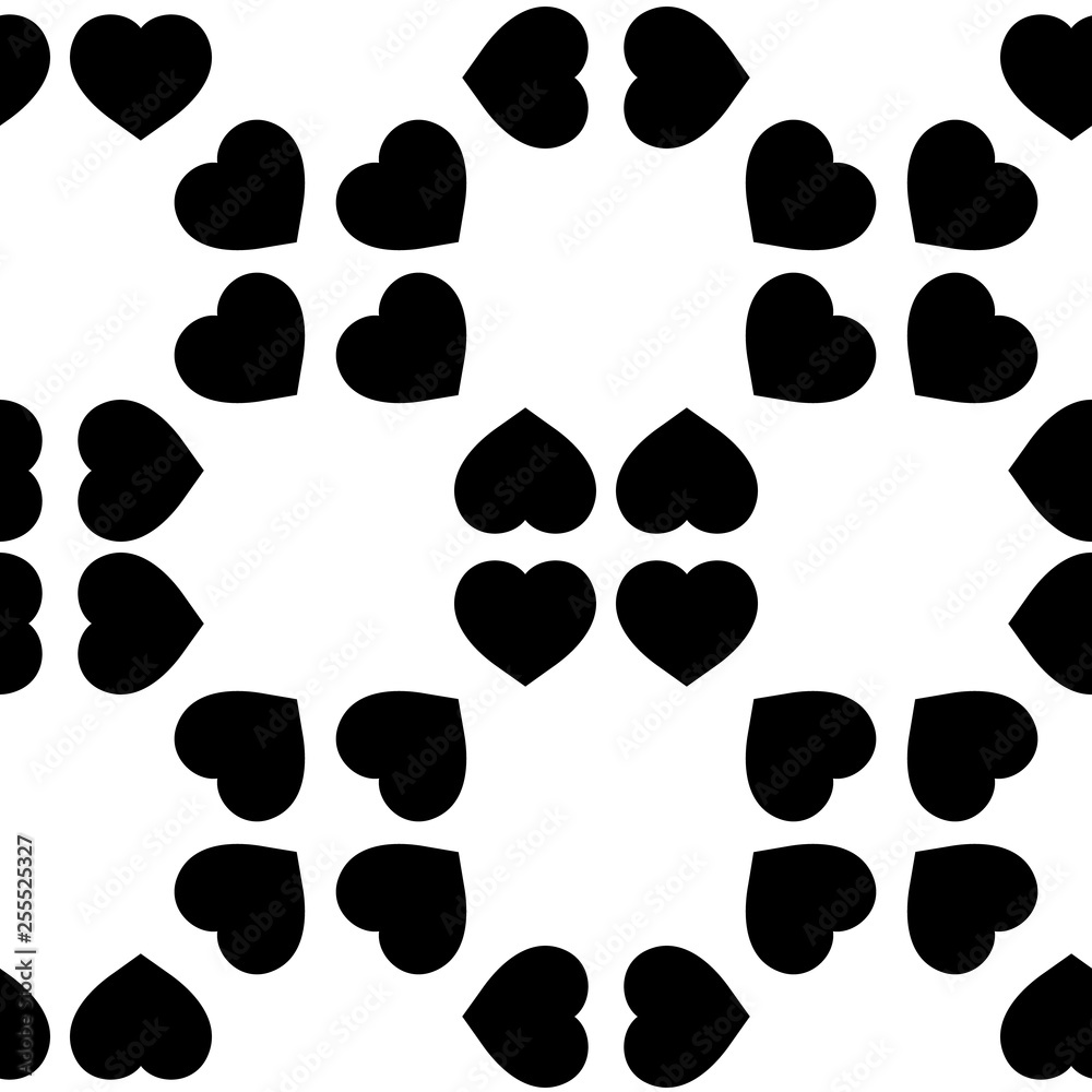 Heart black seamless pattern. Fashion graphic background design. Abstract texture. Monochrome template for prints, textiles, wrapping, wallpaper, website etc. Vector illustration. Heart black seamless pattern. Fashion graphic background design. Abstract texture. Monochrome template for prints, textiles, wrapping, wallpaper, website etc. Vector illustration.