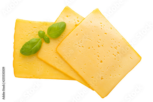 Cheese slice isolated on the white background.