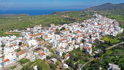 Aerial drone photo of beautiful and picturesque main village of Kythnos or Kithnos island at spring, Cyclades, Greece © aerial-drone