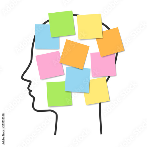 Human face and sticky notes