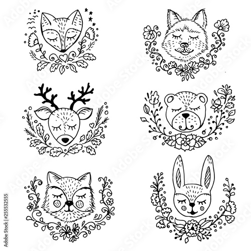 Doodle forest animals