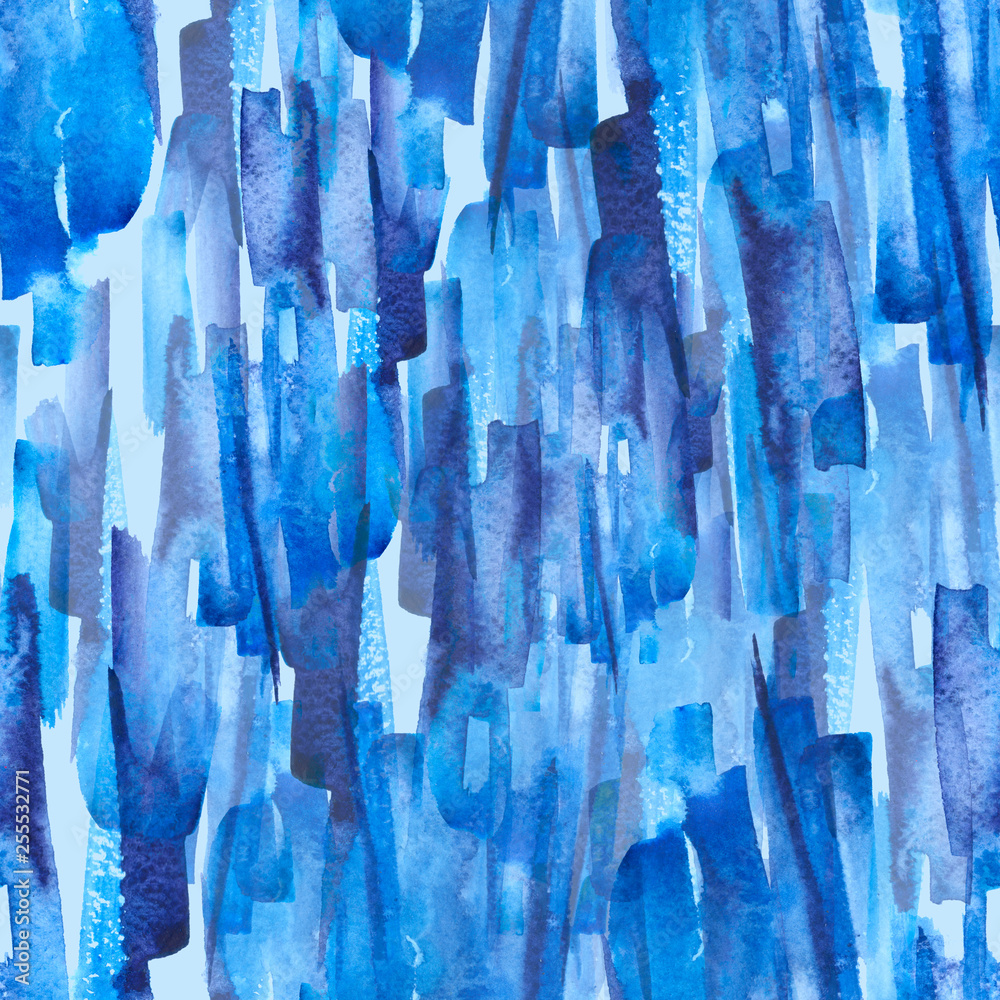 Watercolor blue seamless background, blot, blob, splash of blue paint. Watercolor blue, white spot, abstraction. Abstract art illustration, scenic background. Beautiful bright pattern. Abstract 